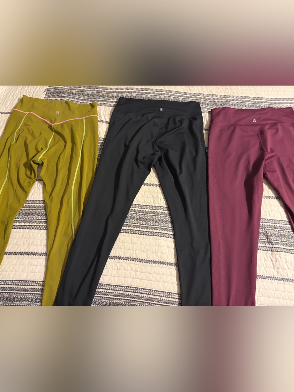 Buff Bunny Women’s Set of 3 Leggings Burgundy/Chartreuse/Black Size XXXL